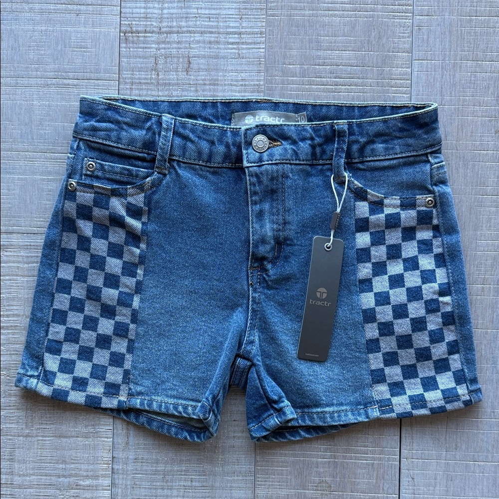 Tractr Denim Checkered Women's Jean Shorts
